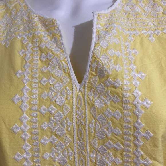Vineyard Vines Yellow White Embroidered 100% Cotton Eyelet Dress Fit & Flare 10 - Picture 4 of 13